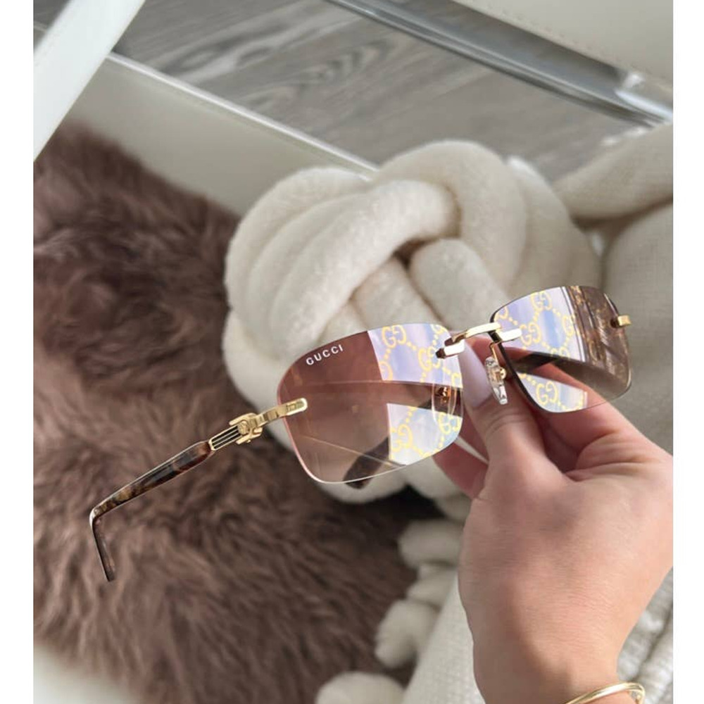 NEW Gucci GG1221S 004 Rimless Monogram Logo Lens Sunglasses
